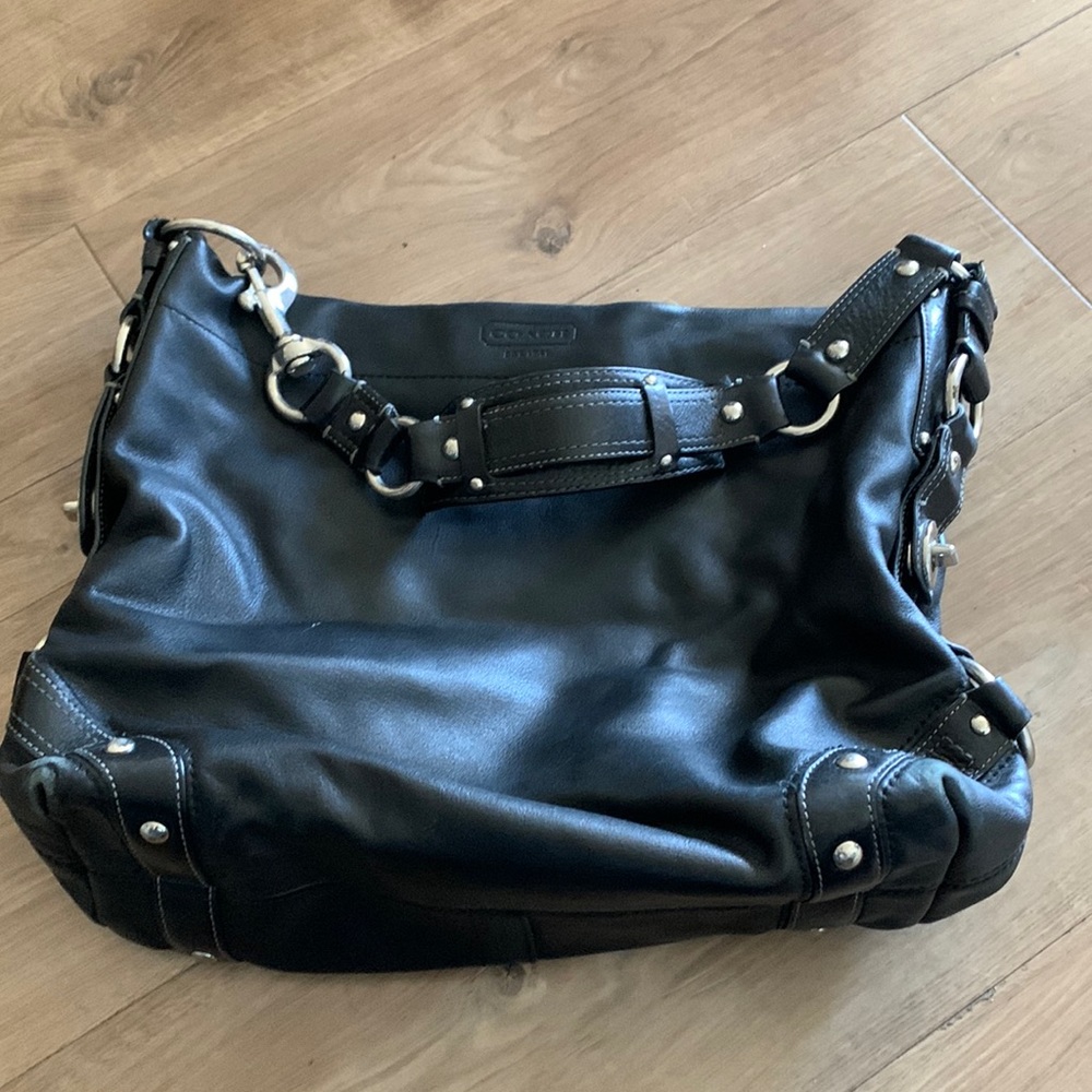 Coach Black Carly Leather Shoulder Bag